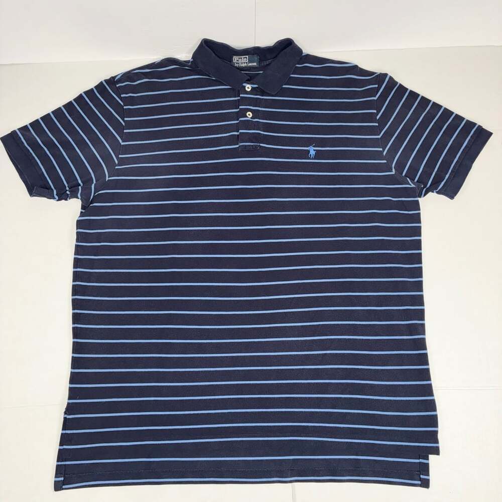 Polo Ralph Lauren Navy Blue Horizontal Striped Short Sleeve Polo Shirt XL